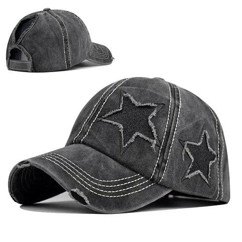 Retro Washed Denim star Baseball cap - Hatopia