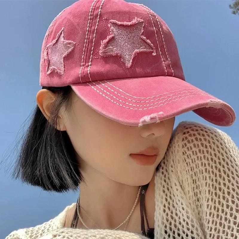 Retro Washed Denim star Baseball cap - Hatopia