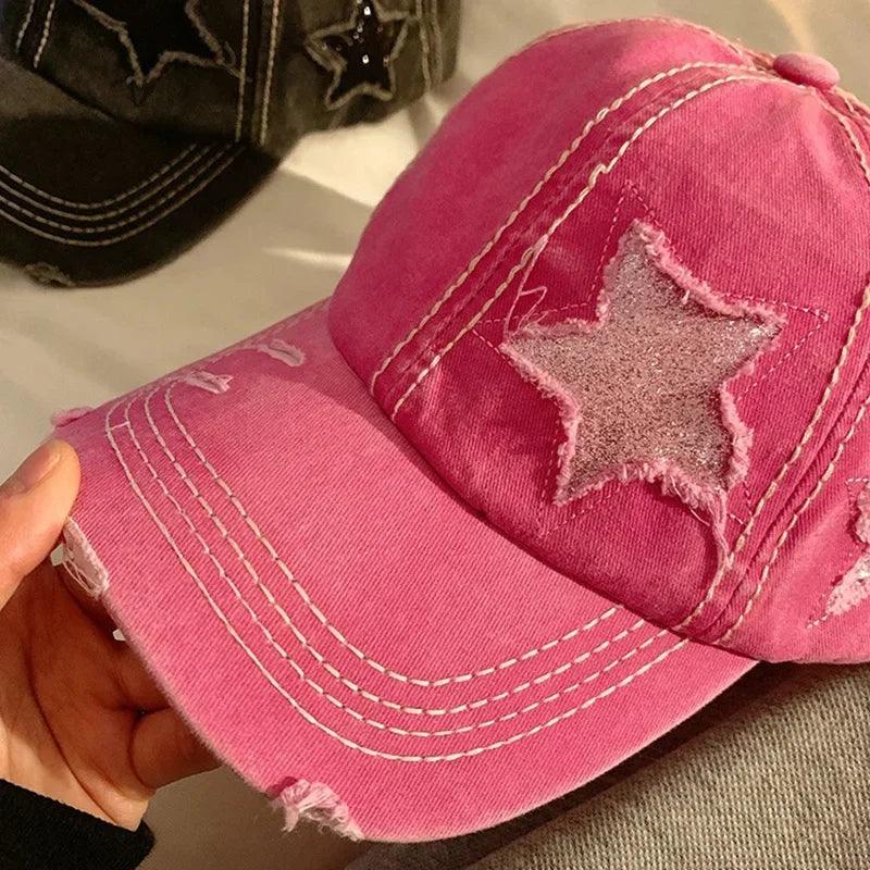 Retro Washed Denim star Baseball cap - Hatopia