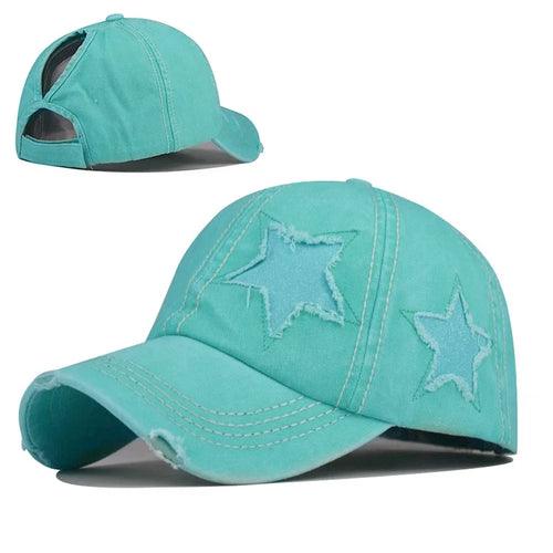 Retro Washed Denim star Baseball cap - Hatopia