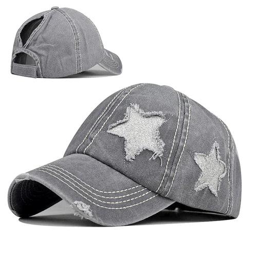 Retro Washed Denim star Baseball cap - Hatopia