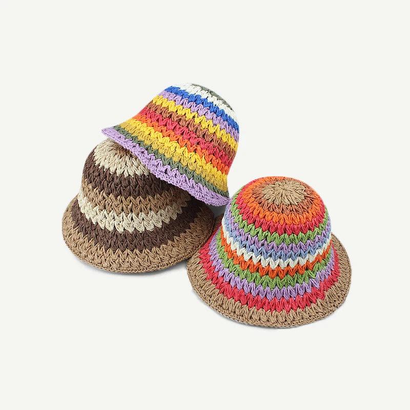 Handmade Crochet Striped Bucket Hat - Hatopia