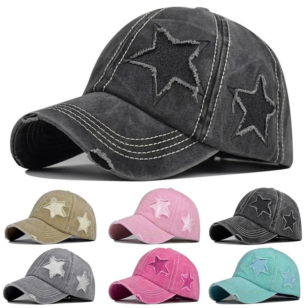 Retro Washed Denim star Baseball cap - Hatopia