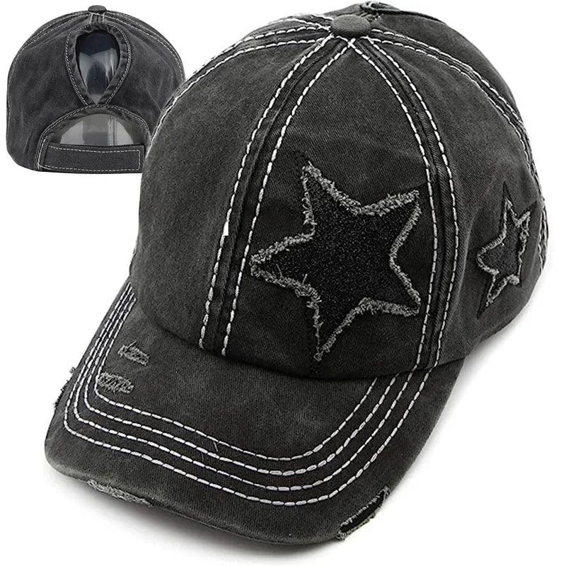 Retro Washed Denim star Baseball cap - Hatopia